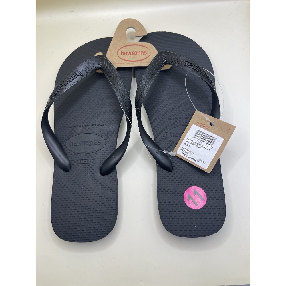 Havaianas Flip Flops Brazil  Beach Summer Sandals Black Men's Size 10